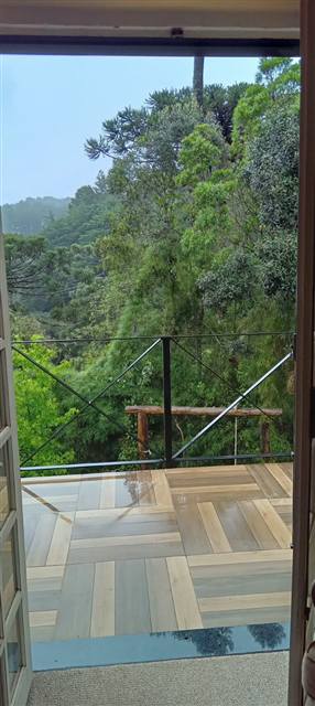 Vista para as araucárias da Serra da Mantiqueira a partir da sacada